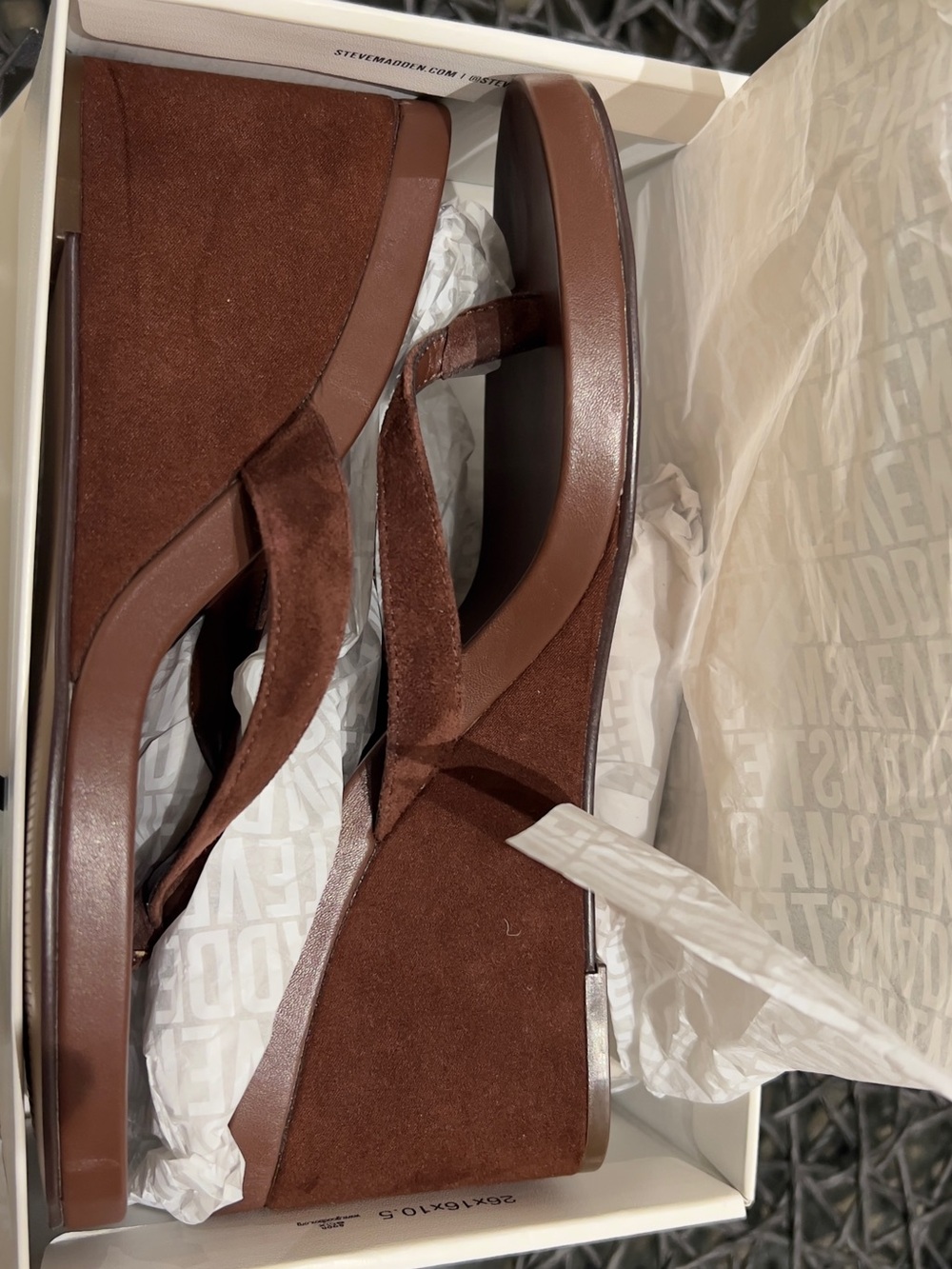 Steve Madden Playing Chocolate Brown Suede Wedge Sandals ... NIB
